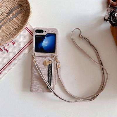 Portofel crossbody cu fermoar și suport pentru carduri pentru telefon pentru Samsung Galaxy Z Flip 6 5 4 Flip6 Flip5 Flip4 Husă de protecție din piele