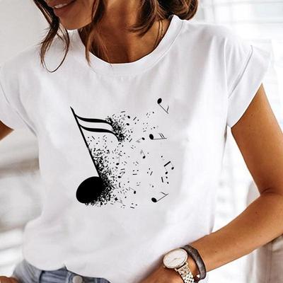 Sommer Mode T-Shirt Top Damen Musik Liebe Trend Druck Kurzarm Druck T-Shirt Dame Weibliche Kleidung Lässiges Grafik T-Shirt