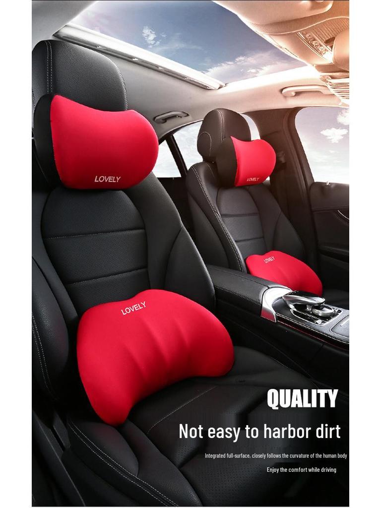 Car Memory Foam Headrest and Lumbar Support Cushion Set