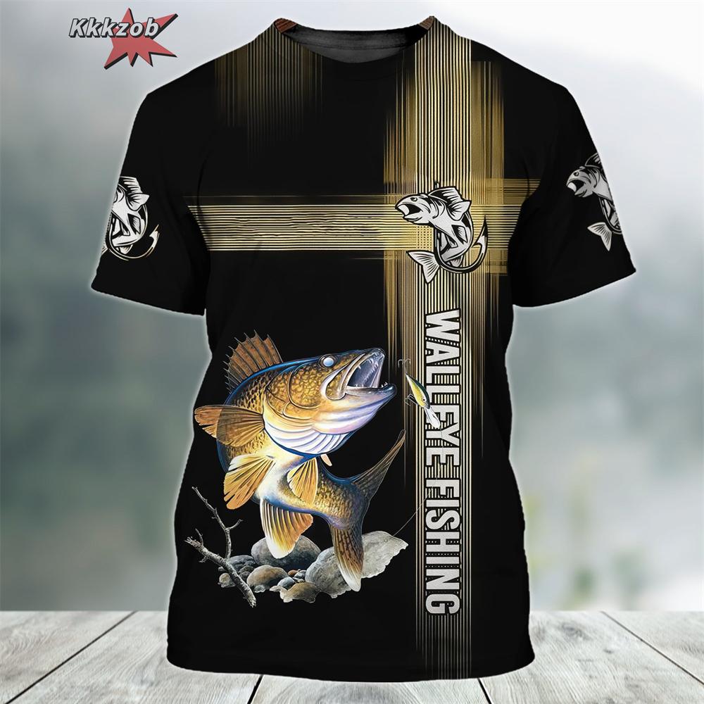 Men's Clothing 3D Fishing Pattern Printed Short Sleeve Oversized T-Shirt Fishing Fishing Outdoor Clothing Short Sleeve Top