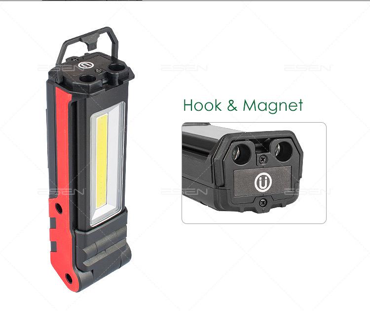 USB Rechargeable Folding LED Work Light - Rotating COB Flashlight for Car Repair and Inspection