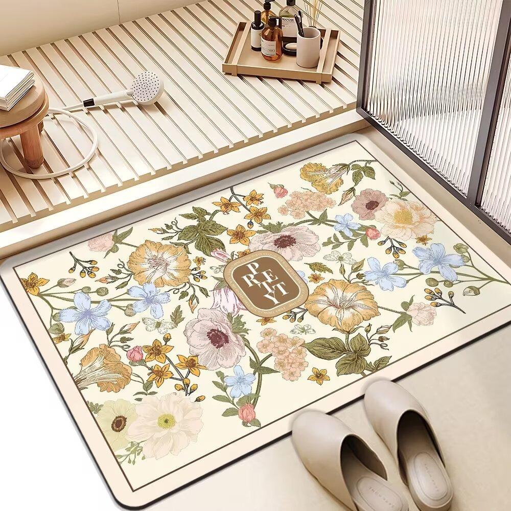 American Flower Light Luxury Advanced Sense Bathroom Absorbent Mat Dirty Non-slip Mat Toilet Quick Dry Good Care Door Mat