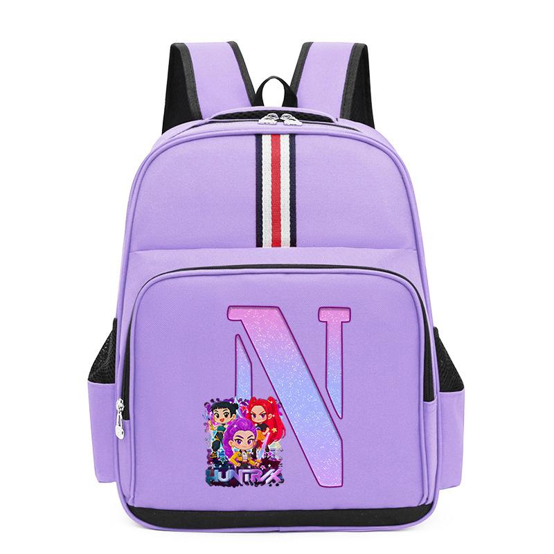 Anime Cartoon 26 Letters Lightweight Children'S Backpack Large Capacity School Trend School Bag For Primary And Secondary School Students