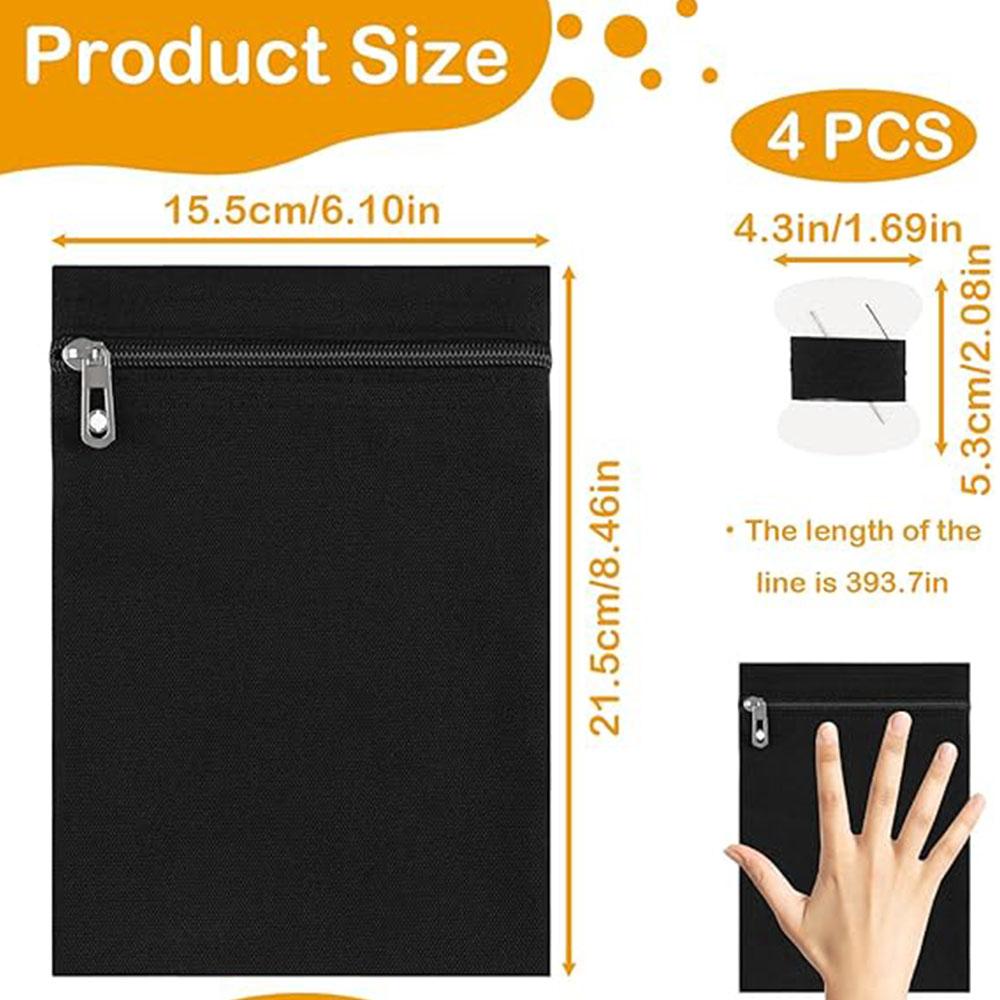 2 Pcs Sew on Hidden Pockets with 4pcs Needle and thread roll for Clothing