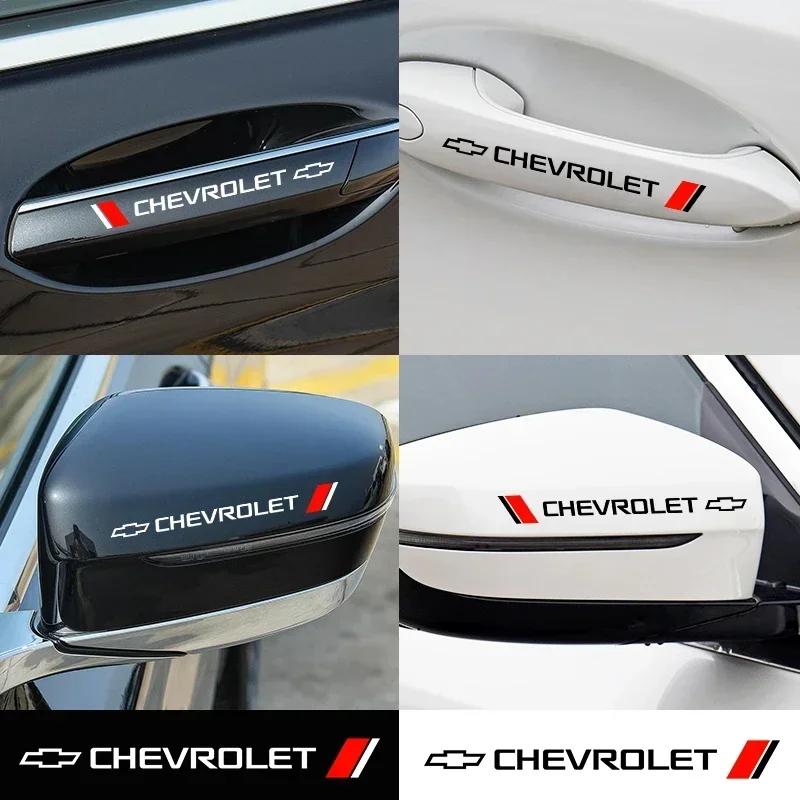 4Pcs Car Logo Door Handle Performance Stickers For Chevrolet Cruze TRAX Aveo Lova Sail EPICA Captiva Malibu Volt Camaro Cobalt