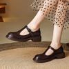Krazing Pot Sheepskin Round Toe Size 42 Thick Med Heels Slip on Platform Gladiator Metal Buckle Autumn Pumps