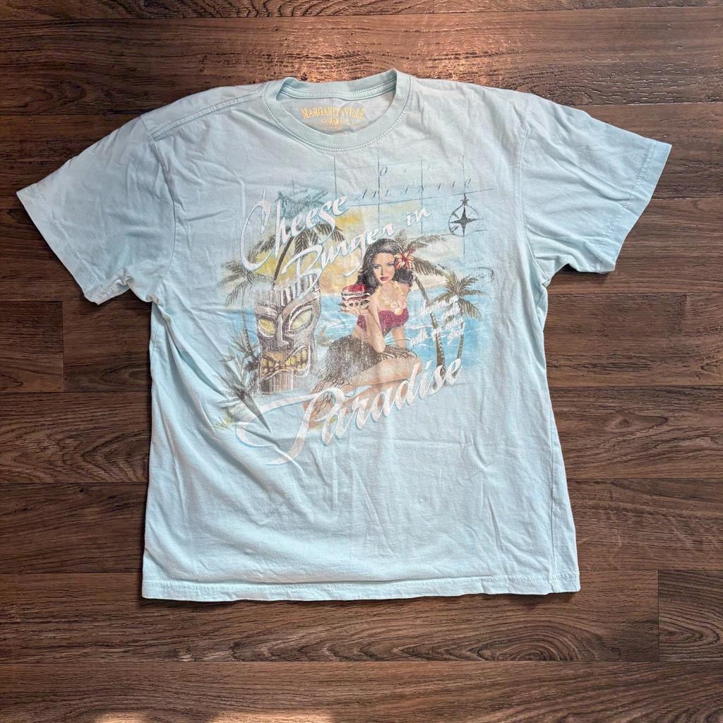 Y2K / Vintage Margaritaville Cheeseburger In Paradise Blue Graphic T Shirt Large