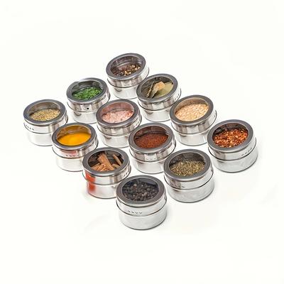 2025 New Stainless Steel Magnetic Spice Jar Modern Minimalist Kitchen Organizer Hanging Seasoning Container Space-Saving Gadget