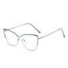 Fashion cat eye flat mirror trendy ultra-light glasses frame retro color-changing anti-blue glasses metal color-changing glasses