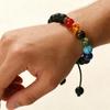 Pulseira de fio, pulseira trançada de pedra vulcânica arco-íris, pulseira de contas de pedra de energia yoga de sete pulsos, presente de Natal, presente de Dia dos Namorados