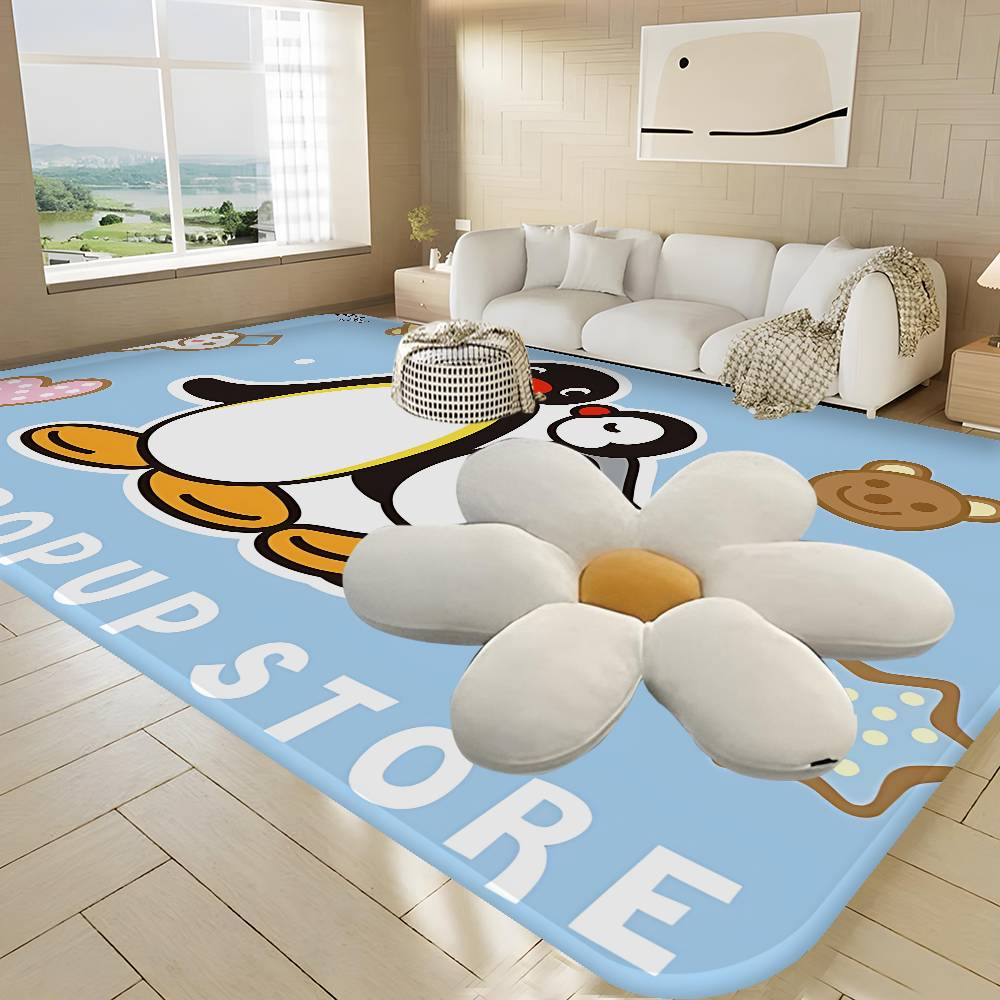Funny P-Pingu Cute Cartoon Hallway Carpet Washable Non-Slip Living Room Sofa Chairs Area Mat Kitchen Doormat Area Rug