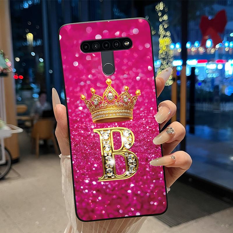 

Phone Case For LG K41S/K51S Bumper Silicone Black Case Beautiful Trendy Crown Letter Printed Shockproof Soft Cover LG K41S