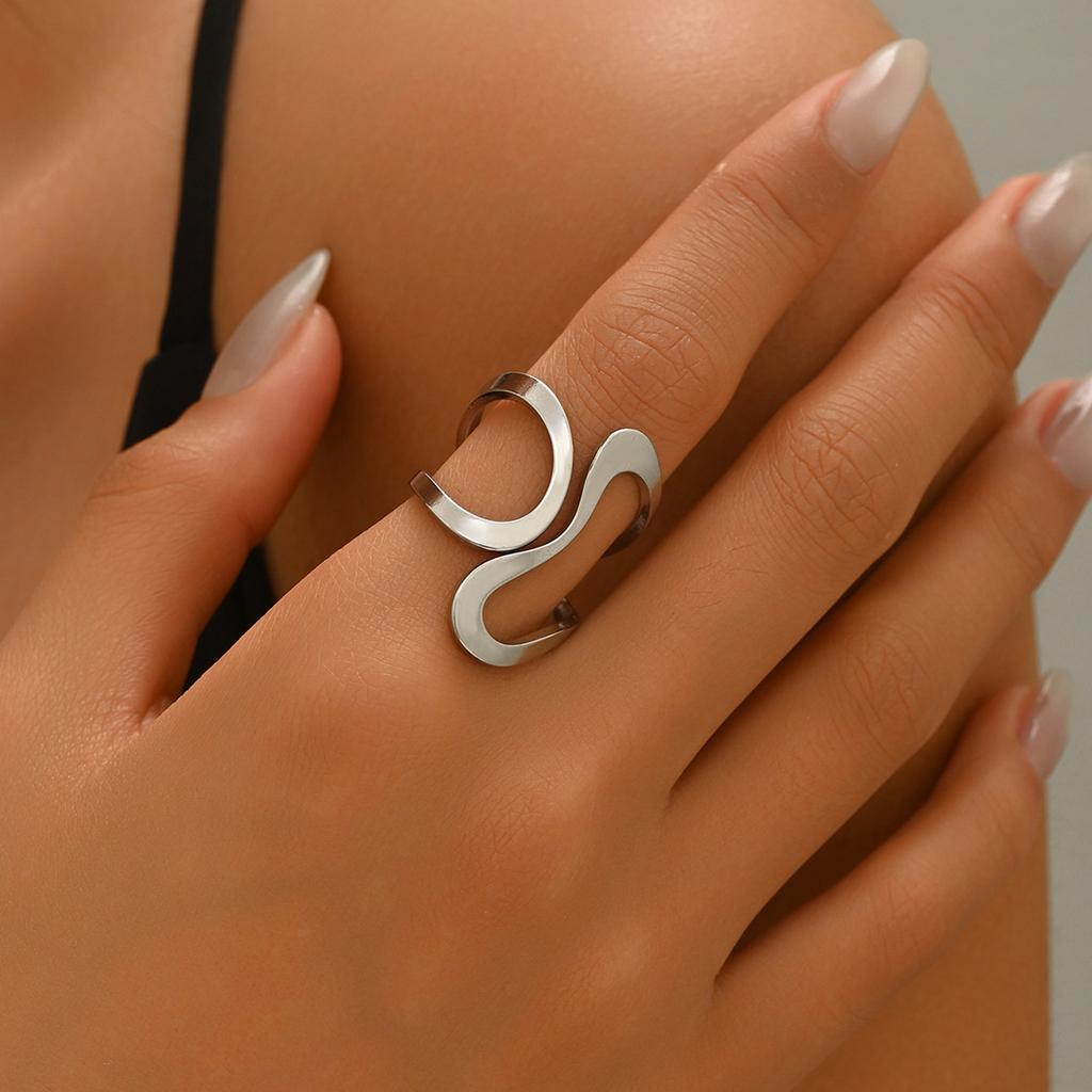 Popular style ladies ring, geometric fold opening irregular design ring Internet celebrity jewelry