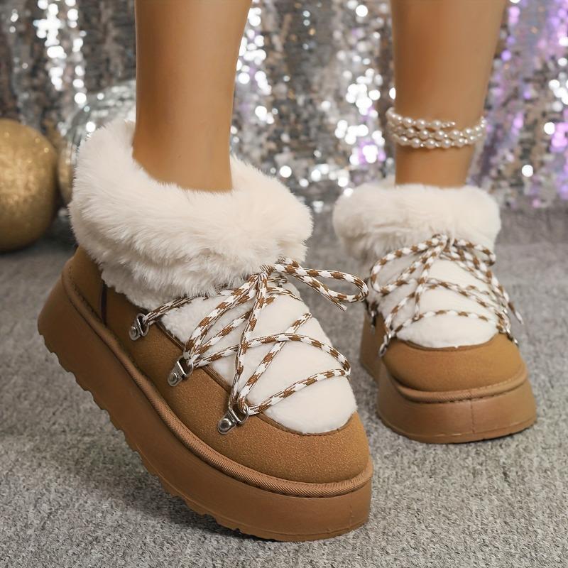 Winter New Snow Shoes Big Size Flat Bottom Short Tube Female Padded Thickened Warm Snow Boots Female