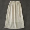 Johnature Women Vintage Solid Color Skirts Elastic Waist Ramie High Quality Cloths Summer Loose Female A-Line Skirts