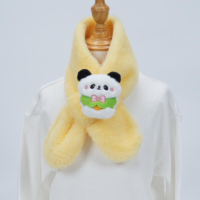 Cute Cartoon Panda Plush Scarf for Kids - Windproof & Thickened Winter Neck Warmer