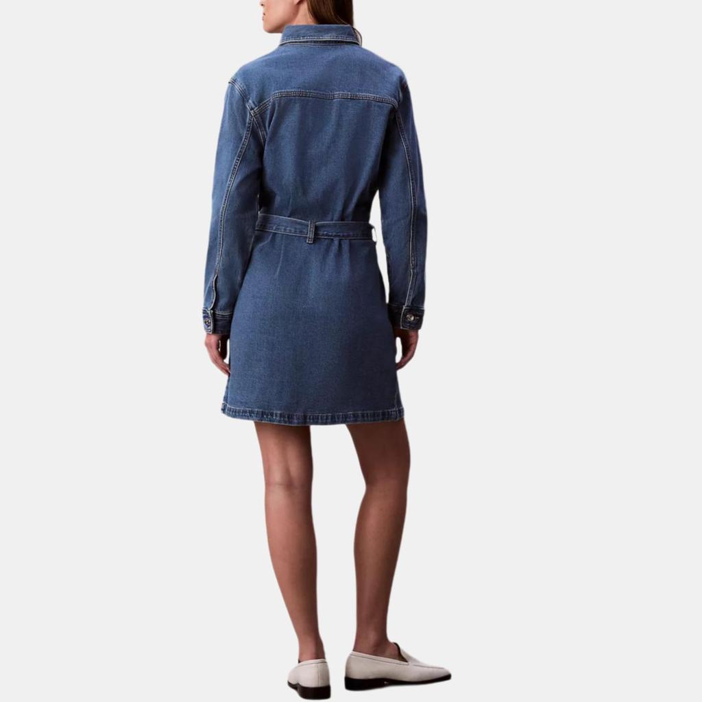 Calvin Klein Denim Pointed Collar Casual Comfortable Button Long Sleeve Dress Women Dress 47C671G-NA6