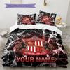 Custom Name Sunderland AFC Pattern Bedding Quilt Set  Home Decoration  Gift (1 * duvet cover + 2 * pillowcase  without core)