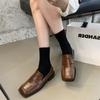 2025 Autumn British Small Leather Shoes Women's New Korean Version Retro Square Head Student One Pedal Loafers Women's Thick Heel