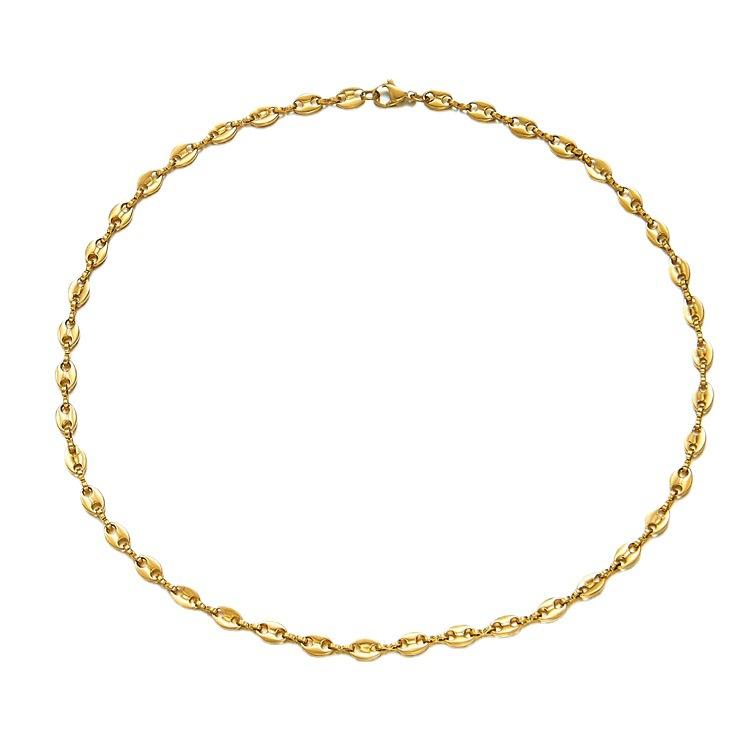 ins oval pig nose coffee bean collarbone necklace simple titanium steel plated 18K gold women's jewelry