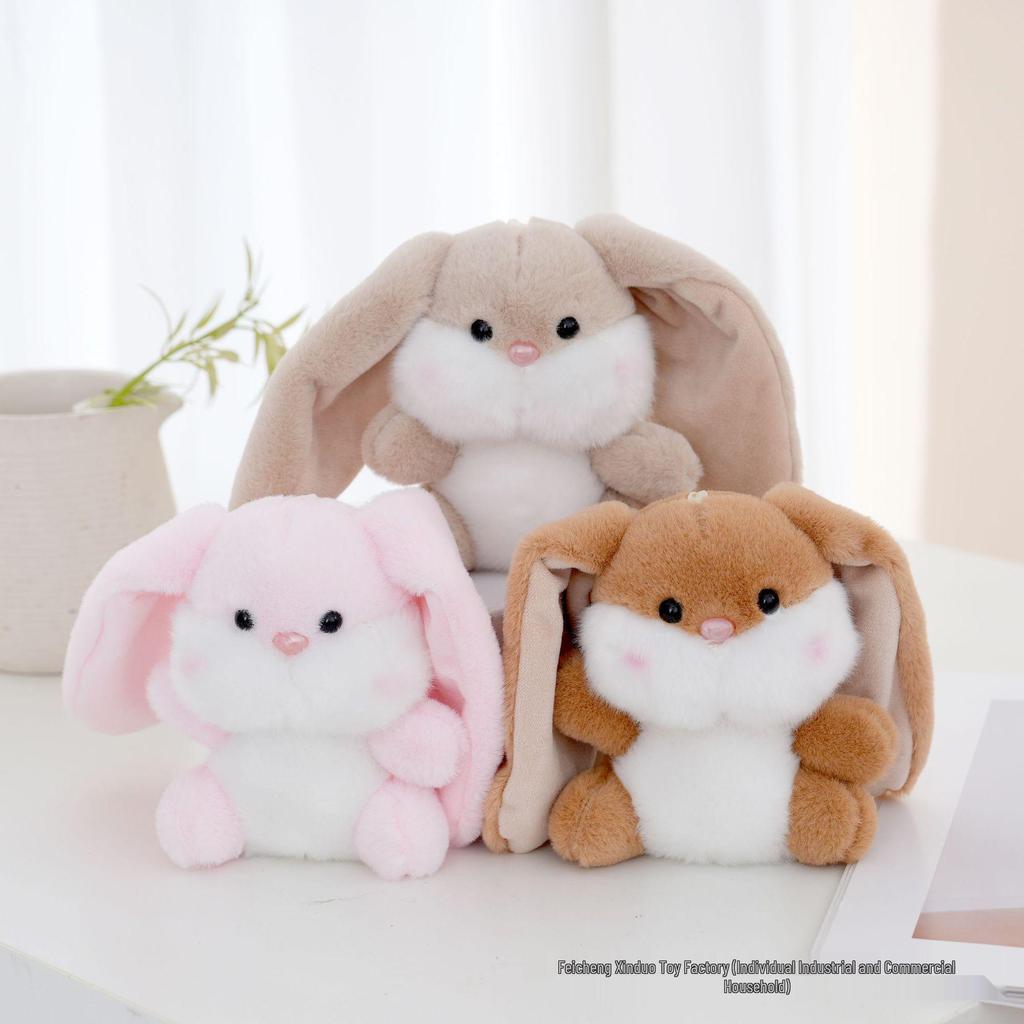 Adorable Long-Eared Rabbit Plush Keychain: Girls' Backpack Decoration & Small Animal Souvenir