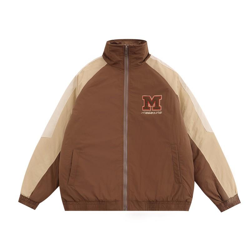 Unisex Oversized Puffer Jacket With Embroidered Letter Patchwork Warm Winter Streetwear Coat Men Women