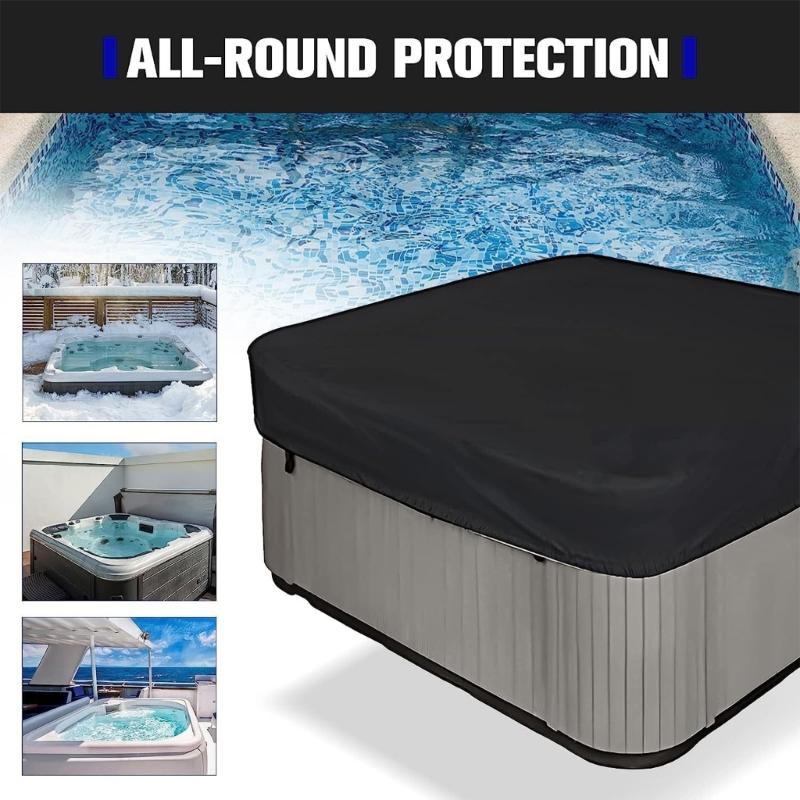 Mprehensive Protective Square Cover for Outdoor Hot Tub Shielding from Rain Sun Leaves and Animals In Conditions