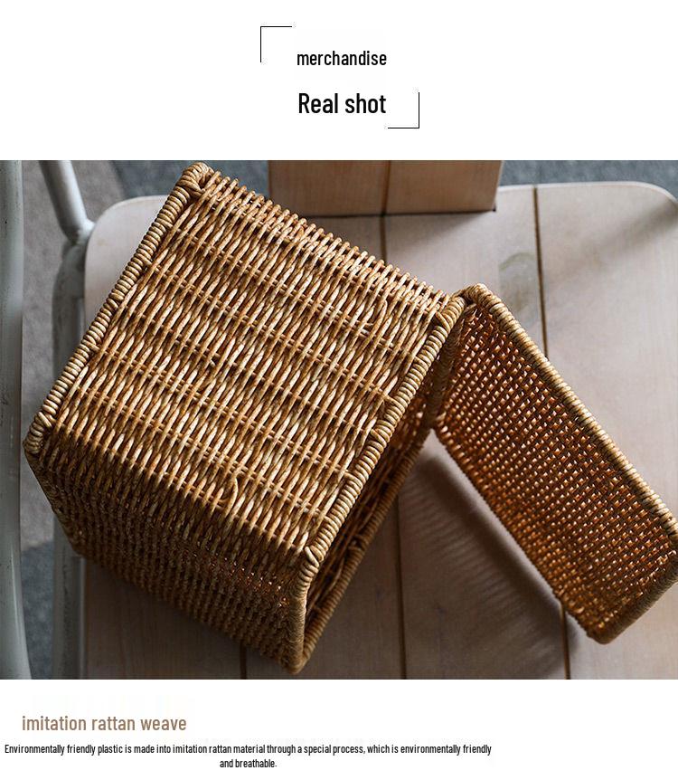 Nordischer Stil Imitation Rattan Aufbewahrungsbox mit Deckel - Schlafzimmer Kleiderorganizer