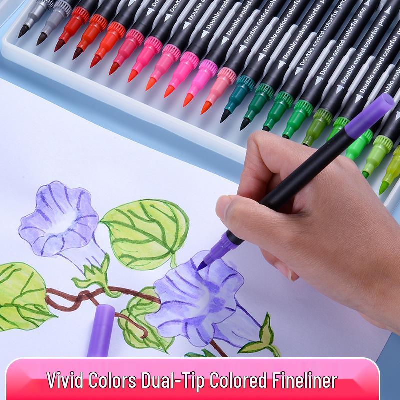 Double-ended 120-Color Washable Watercolor Art Pen Set with Soft Tips for Kids