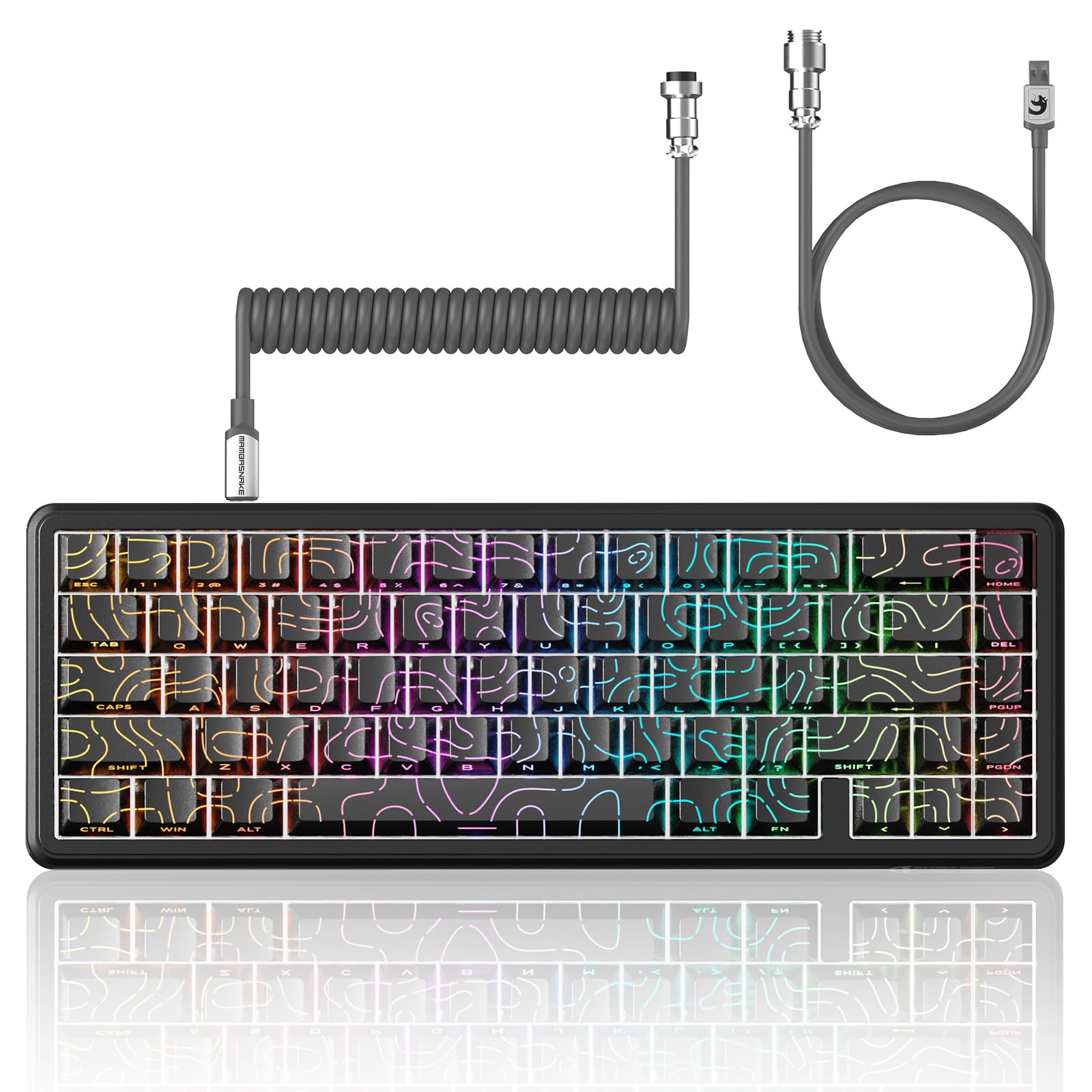 

ATTACK SHARK X65 HE Rapid Trigger Magnetic Wired Gaming RT 8K Polling 0 Dead Snap 128K Scan QMK Web RGB Key Top Customizable Trigger 8K Coil Cable