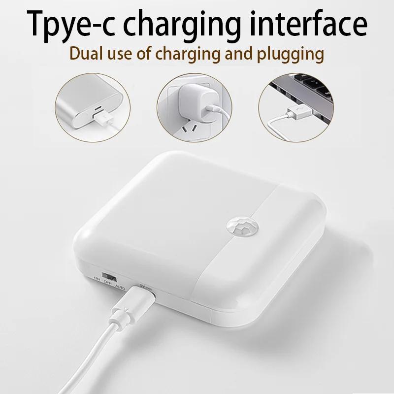 Motion Sensor Light USB Night Light LED Lamp With Switch Rechargeable Inductor Lights For Kitchen Stairs Hallway Closet Bedroom