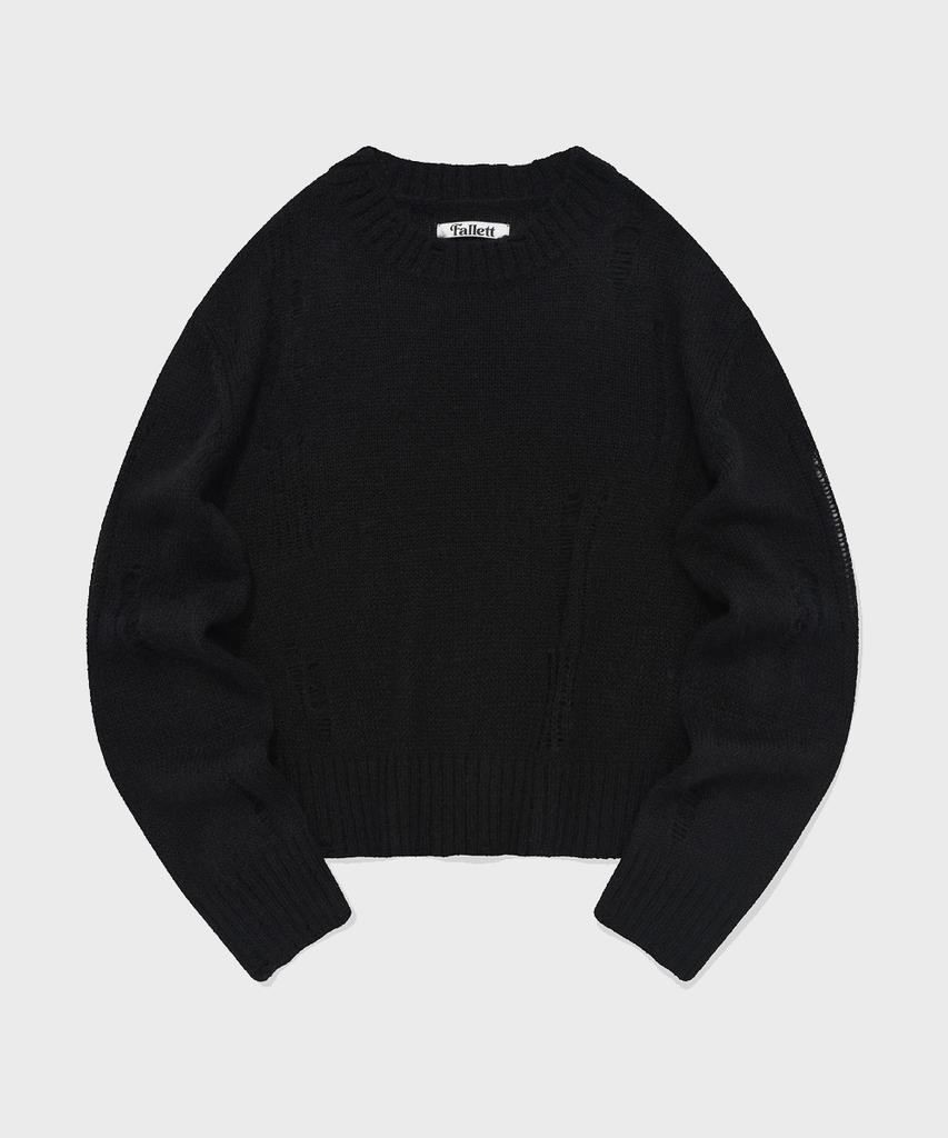 FALLETT Grunge Sheer Knit Black