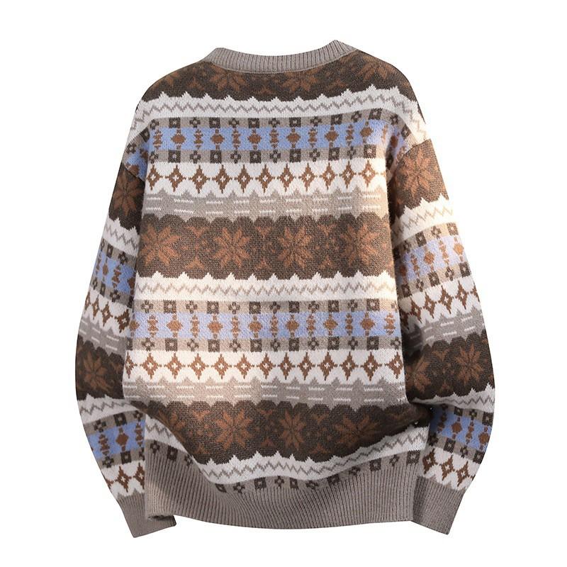 Unisex Knit Sweater Round Neck Long Sleeve Thick Casual Pullover Youth Loose Fit Rabbit Hair Blend