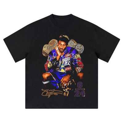 Kobe Bryant 8/24 Meisterschaftsringe Lässiger Grafikdruck Kurzarm Rundhalsausschnitt