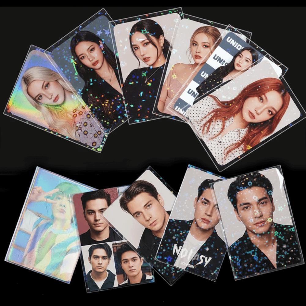 50 sztuk laserowych koszulek na karty, folia ochronna na fotokarty do K-pop, planszówek, kart Tarota, fotokart