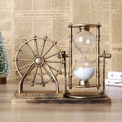 Freistehendes Buchstaben-Druck-Sanduhr-Ornament Vintage Riesenrad Sanduhr-Display-Form Heimdekoration