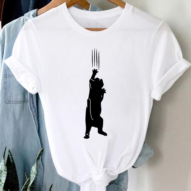 T-Shirts Women Cute Cartoon Print Fashion Tshirt For Woman Tees Tops Graphic Female T Shirt White Womens T-Shirt