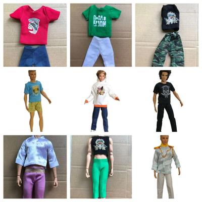 Colorful Male Doll Clothing Set Personality Ken Doll Sport Wear Army Outfit with Long Pants And Coat for Dolls