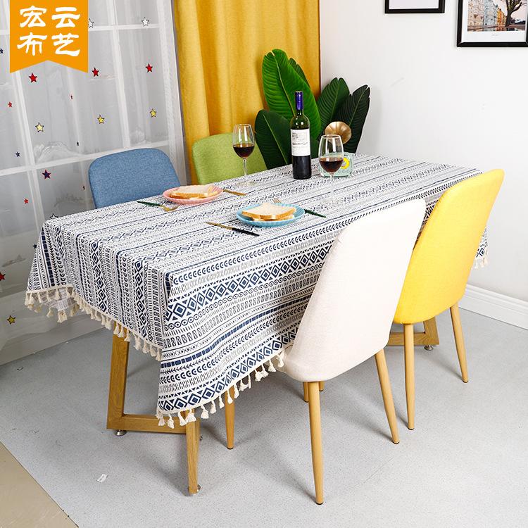 Vier-Jahreszeiten-Tischdecke im ethnischen Stil, Retro-Stil, böhmische bedruckte Baumwoll-Leinen-Esstischdecke, Couchtischdecke, rechteckige Tischdecke