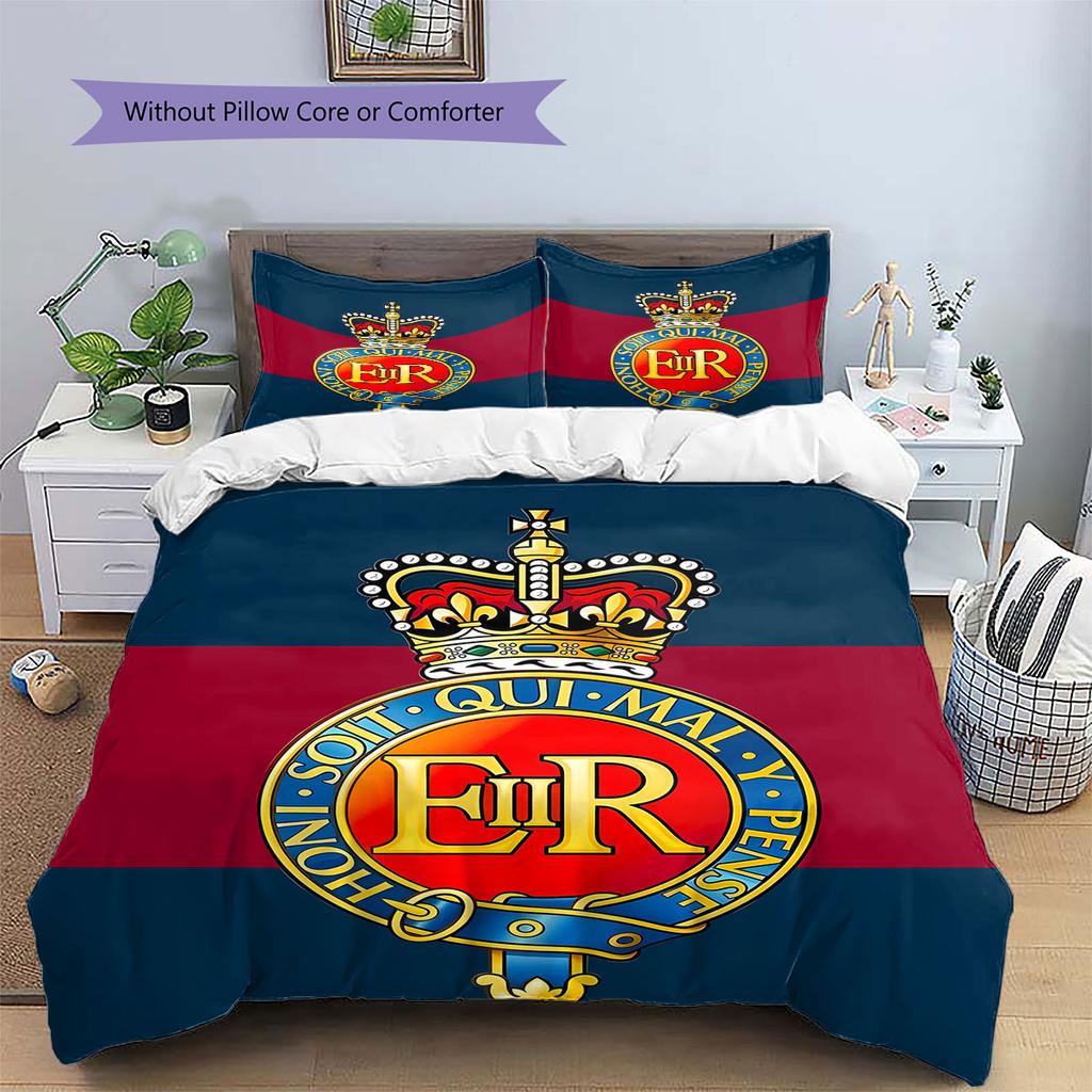 Flag of the Corps of Royal Engineers Camp Pattern Bedding,Quilt Set Quilt Cover Pillowcase Home Gift(1 * Duvet Cover + 2 * Pillowcase, Without Core)