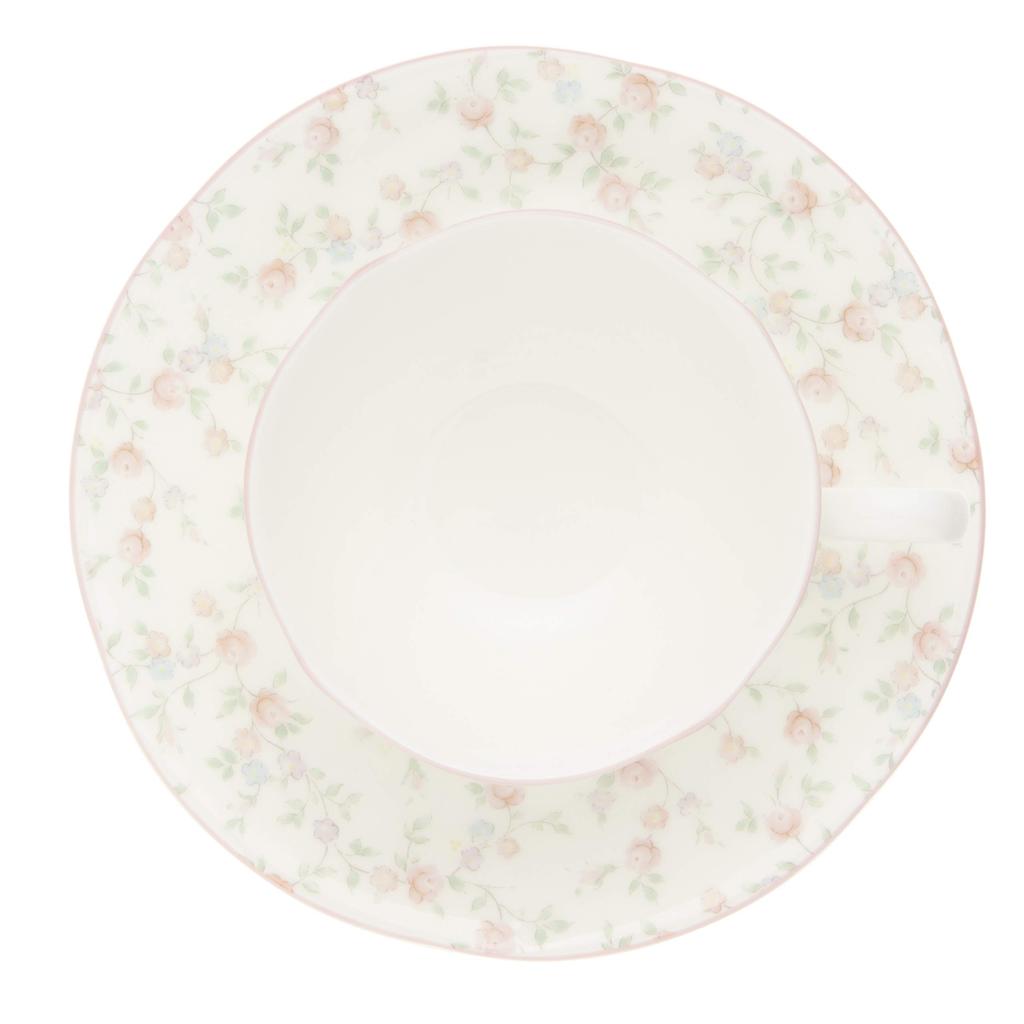 Noritake Tasse Untertasse 220cc Cutie Rose Mikrowellen Knochen Set von & (Paar Set) (Kaffee Tee) Design, Sicher, China, 2, P59387A/9940