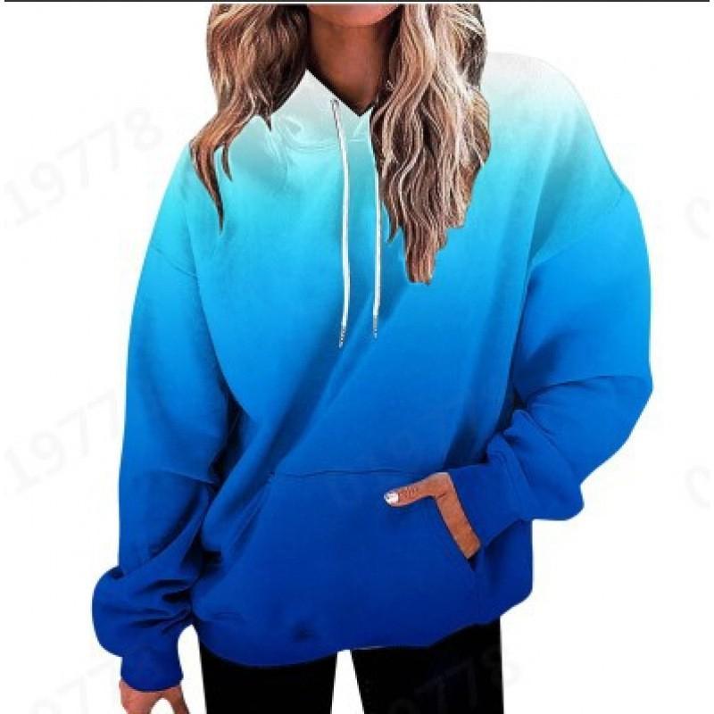 Womens Oversized Hooded Sweatshirt With 3D Print Graphic Loose Fit Long Sleeve Casual Top In Vintage Tie-Dye Style