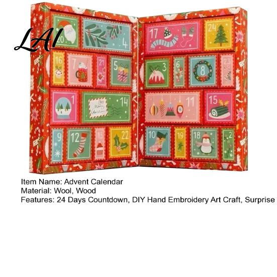 Decorative Holiday Stitch Advent Christmas Cross Crafting Tools Calendar, 24 Days Countdown Calendar Embroidery