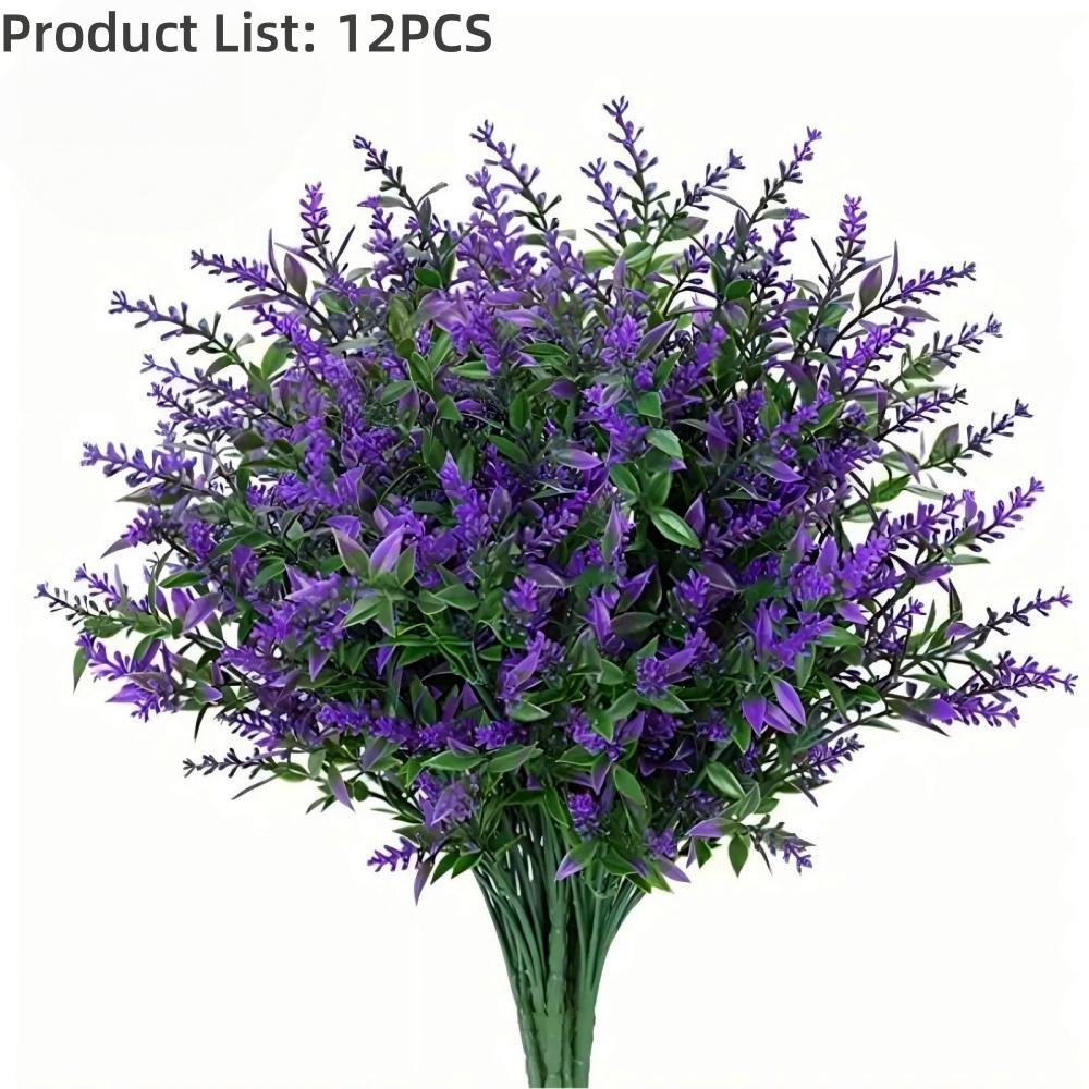 UV-Resistant Artificial Lavender Bouquets - Vibrant  Floral Arrangements for Outdoor Garden, Porch, Window Sill, Home Decor