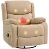 Reclining Relax Armchair with 8 Massage Points, Heating and Footrest, 87x97x100 Cm, Beige
