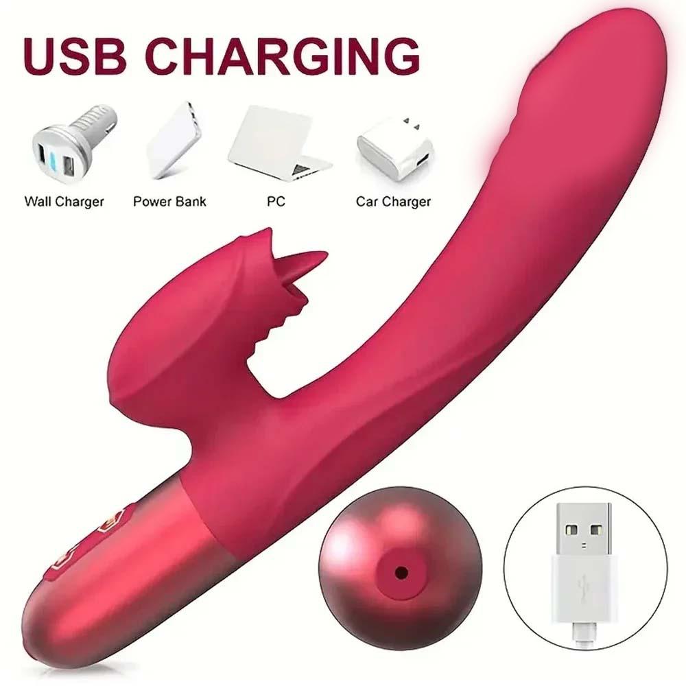 Powerful Vibrator for Women with Tongue Licking Clitoris Stimulator Female Masturbation G Spot Dildo Adults Goods Sex Toys 18+