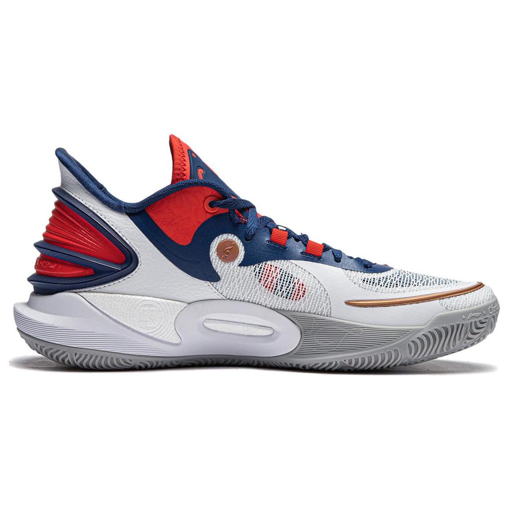 New LINING CJ 3 Basketball Shoes Men Low Top Standard White/Navy ABAU007-1