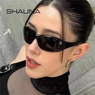 SHAUNA Retro Y2K Kedi Gözü Kadın Güneş Gözlüğü Moda Renkli Degrade Aynalı Gözlük UV400 Erkekler Açık Hava Sporları Punk Güneş Gözlükleri
