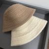 Knitted bucket hat women's autumn and winter new big head circumference women's wool hat versatile casual solid color bucket hat