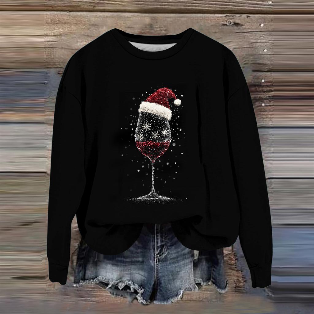 Women's Fashion Printed Long Sleeve Loose Round Neck Sweatshirt Top Fall